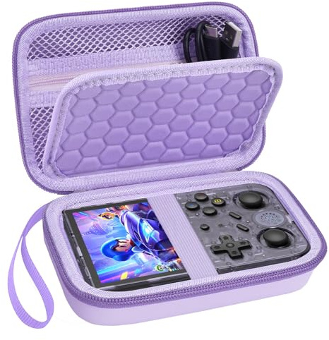 HESPLUS Travel Hard Case for RG353V/ RG35XX/ RG353VS Retro Handheld Game Console, Handheld Emulator Console Holder Organizer, Portable Mini Game Player Storage Bag, Purple (Case Only)