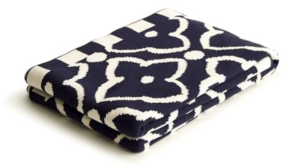 Vera Bradley Women's Cotton Double Knit Throw Blanket, Moorish Peacoat, 70 X 50