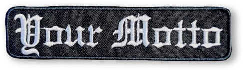 Aufnäher Personalisiert mit altdeutschem Goten-Schriftzug Motorrad Patches Wunschtext, Schwarz, Aufnähen Klett für Biker, Punks, Goten, Aufnäher Motorradjacke (8 cm x 2.5 cm, sew on/annähen)