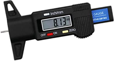 Reifenprofil-Tiefenmesser – LCD-Display, Reifengewinde-Messlehre, Profilprüfer | 0–25,4 Mm Metrisches/Zoll-Umrechnungs-Messwerkzeug, Reifenprofil-Messgerät, Reifenprofiltiefen-Messung, Verschleißmessg