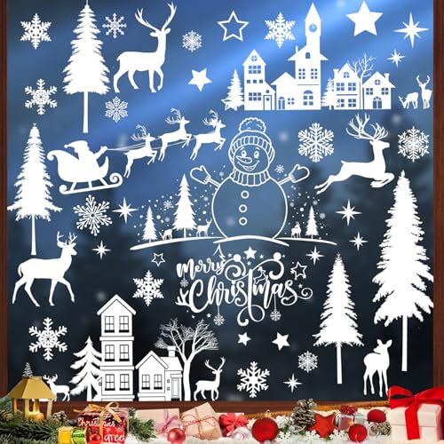SILARLAIT Pegatinas Navidad para Ventana, 10 Piezas Pegatina Ventana Navidad, Reposicionable y Reutilizable, Vinilos, Pegatinas Navideñas para Ventanas, Decoración Navideñas