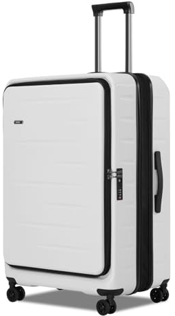 CENSIEN Luggage Sets 2 Pieces, 20 Inch Carry On Luggage and Expandable 28 Inch Checked Luggage with Spinner Wheels, Lightweight ABS+PC Hard Shell Suitcase with Front Opening, TSA Lock (White, 20/28)