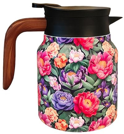 Teiera isolata, caffettiera isolata, teiera in acciaio inox, teiera vintage con colino da tè, teiera isolata, caraffa termica per il giorno del Ringraziamento, Natale, Capodanno cinese