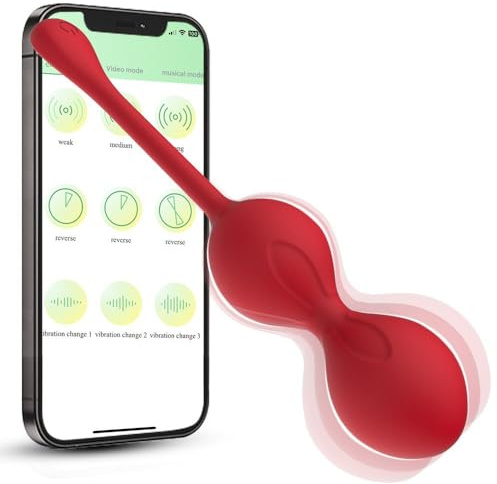 LZYLWC Liebeskugeln für die Frau Beckenbodentrainer mit Vibration Vibro Ei mit Fernsteuerung für unterwegs 10 Modi & App-Steuerung für Frauen vibratorensets für frauen mit fernbedienung（Rot）