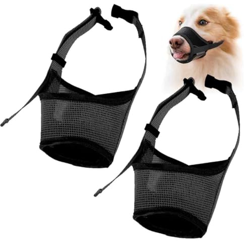 CATOR 2 Pcs Muselière pour Chien,Muselières en Nylon pour Chiens,Réglable Muselière pour Chien en Maille Respirante,pour Petits Chiens de Taille Moyenne,Anti-Mastication, Aboiement(pour 13-27kg)