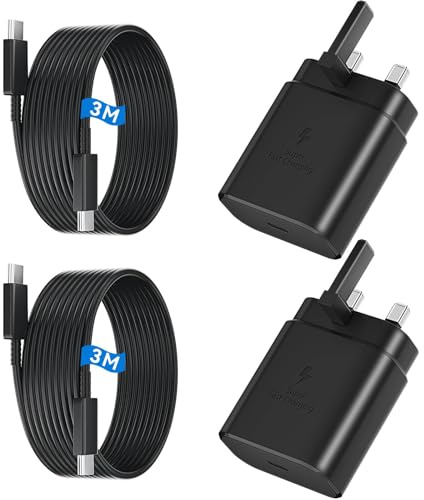 USB C Charger for Samsung Super Fast Charger 45W for Galaxy S26/S25/S24/S23/S22 Ultra/iPhone 17/17 Air/17 Pro/Max/16/15 Fast Charger Plug Android Phone 2 Pack Fast Charging with 3M 5A Type-C Cable