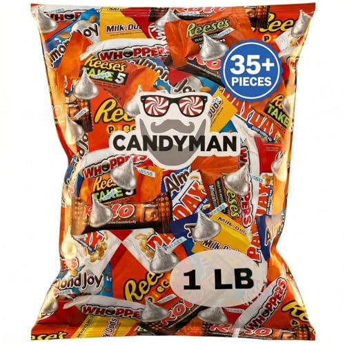 CANDYMAN Assorted Chocolate Candy Variety Pack, 1 Pound Bag, Individually Wrapped Bulk Candy, Perfect for, Holidays & Gifting, Mother's Day, Ship Cold