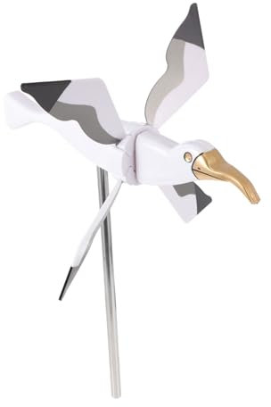 ibasenice Girouette Mouette Décorative de Jardin en PVC Résistant, Décoration Extérieure pour Pelouse et Pot de Fleurs, Moulin à Vent Tournant Naturel pour Ambiance Printanière