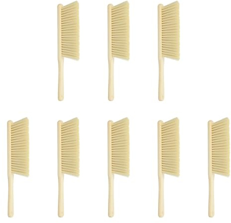 sourcing map 8pcs Wooden Dust Brush, 14 Inch Hand Broom Cleaning Brush Soft Bristle with Wood Handle for Bench, Car, Sofa, Bed, Fireplace Yellow