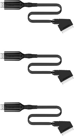 Angoily 3 Pièces Ligne de conversion de connexion directe convertisseur vidéo câble péritel adaptateur péritel vers vidéo fil adaptateur vidéo cordon caoutchouc Noir
