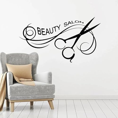 Calcomanía de pared para salón de belleza, peluquería, decoración de interiores, herramientas, tijeras, puertas, ventanas, vinilos, creativos, papel pintado, 42 x 74 cm