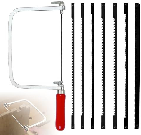 mizikuu Set di Seghe per Traforo con 7 Lame 14 18 24 Denti, Arco Seghetto Manuale per Gioielli Girevole a 360 Gradi Taglio Preciso Elevata Adattabilità Versatile per Metallo Legno Plastica