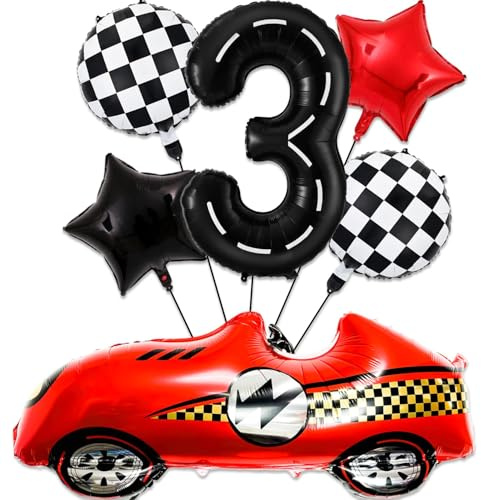 Car Geburtstagsdeko 3 Jahre,Folienballon Auto geburtstag,Auto Deko 3. geburtstag Junge,Folienballon Zahl 3,Kindergeburtstag Deko 3 Jahre,3 Jahr Rennauto Luftballons Junge Geburtstag Party