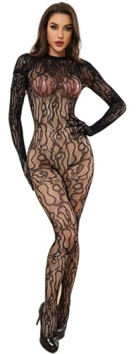 Bommi Fairy One Piece Fishnet Bodysuit Lingerie Full Body See Through Backless Jumpsuit One Size Rave Outfits for Women