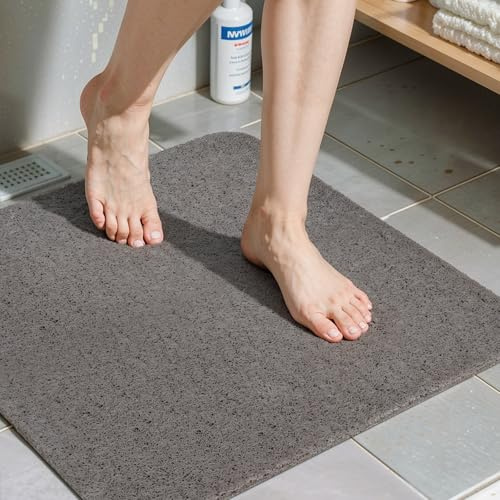 COSYLAND Duschmatte rutschfest 60x60, Badewannenmatte rutschfest mit Ablauf, Weiche PVC-Luffa Rutschmatte Dusche, Schnell Anti Rutsch Badematte, Grau