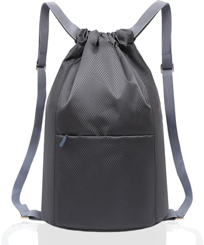 Foatcox Wasserdichter Turnbeutel mit Kordelzug, Sportbeutel Damen Herren, Faltbar Große Kapazität Beutel mit Kordelzug Rucksack, Kordelzugbeutel zum Wandern, Camping, Reisen, Schwimmen (Schwarz)