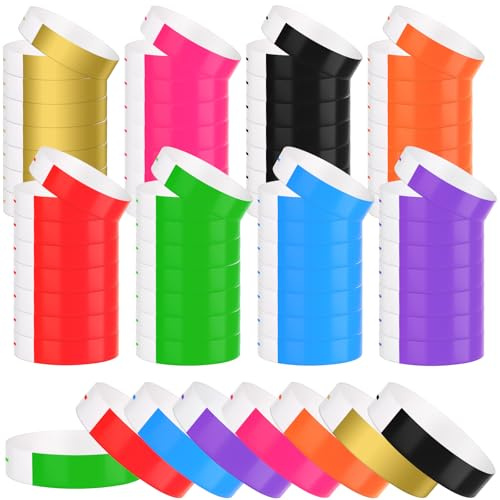 Bouiexye 400 Stück Eintrittsbänder Party Armbänder Einlassbänder für Events Armband Kinder Telefonnummer für Partys（Mehrfarbig）
