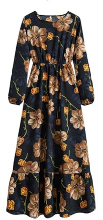 DOTBUY-SHOP Muslimisches Kleid Damen Ohne Hijab Muslim Sommerkleid Lange Robe Naher Osten Dubai Türkei Arab Islamischer Ramadan Gebetskleidung Abaya für Frauen S-XL