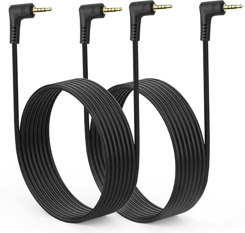 MEIRIYFA 2,5 mm ljudförlängningskabel, 2-pack 90 grader 2,5 mm TRRS kontakt till kontakt aux stereo headset hörlurar uttag kabel för telefoner, hörlurar, mikrofon (1,8 m, 2,5 mm TRRS)
