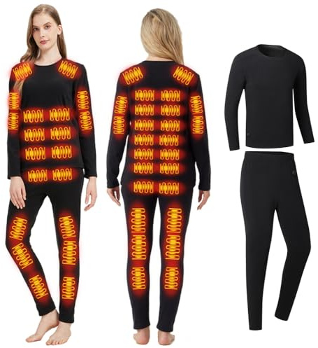 GHKWXUE Beheizte beheizbare Unterwäsche Set Herren Damen,USB-Aufladung 42 Zonen intelligent beheizbar Oberteile und Hosen & S/4XL