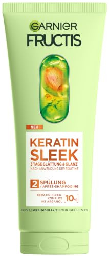 Garnier Fructis Keratin Sleek Shampoo, Keratin-Sleek Komplex mit Arganöl, Conditioner, stärkt brüchige Haarpartien, für intensive Kraft und Geschmeidigkeit, für trockenes Haar, 6x200ml