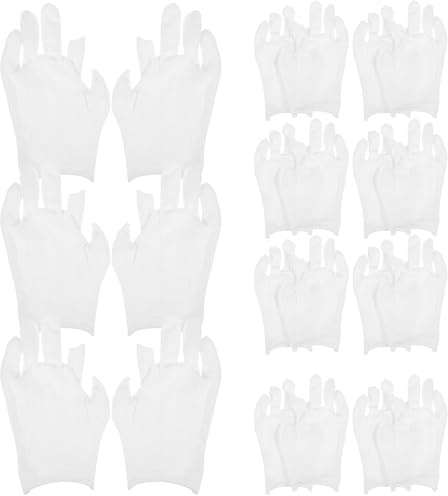 Healvian 12 Pairs White Cotton Gloves for Adults Fingerless Moisturizing Work Gloves for Women and Men for Dry Hands and Labor Use