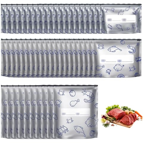 50Pcs Aluminium Foil Bags, Aluminium freezer bags, Reusable Aluminum Foil Sealable Storage Bags, 3 Sizes Freezer Bags for Food Storage, Meal Prep Organization, Pantry Item Organization, Craf