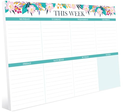 Weekly Planner Pad, 52 Sheets Tear-Off A4 Desk Pad, 120gsm Paper, Undated A4 Weekly To Do List Notepad Organiser Planning Pad for Scheduling & Time Management, 29.7 * 21cm