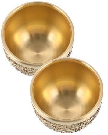 TOYANDONA Taza de Té Vintage de Latón Puro Diseño Dragón y Fénix, Juego 2 Piezas, Taza para Beber Té Estilo Chino Retro, Vajilla Antigua Decorativa para Restaurante y Hogar