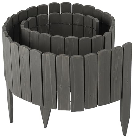 Relaxdays Flexibel trädgårdskant 200 cm, synlig höjd 30 cm, för träspikning, mörkgrå