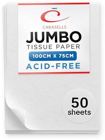 25 Jumbo Blatt weiß säurefreies Seidenpapier 750 x 1000 mm von Caraselle