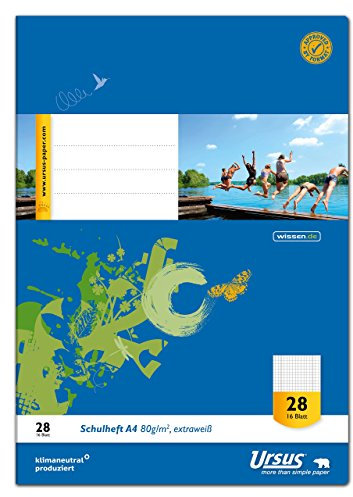 Ursus 040416028 Schulheft klimaneutrales extraweißes Qualitätspapier 10er Pack