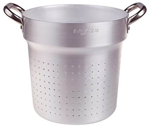 Ollas Agnelli Colador cilíndricos para Pan, de Aluminio, con 2 Asas en Acero Inoxidable, Plata, 24 cm
