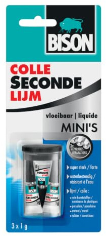 Bison Colle Seconde Super Compact - Adhésifs (Tube, Multicolore, Transparent, Semi-permanent, 60 s, 2,4 g)