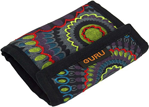 GURU SHOP Besticktes Portemonnaie Retro, Ethno, Boho Geldbeutel - Grau, Unisex - Erwachsene, Baumwolle, 10x14x1 cm