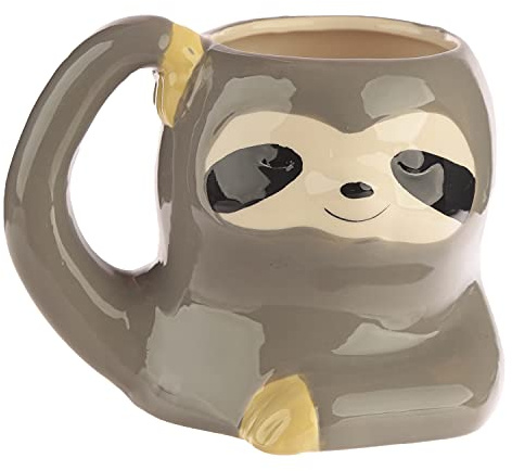 Puckator Just Hanging Around Sloth Ceramic Shaped Tea Coffee Mug - Funny Home Accessories - Cute Gifts for Girlfriend - Large Mugs for Men Women Hot Drinks - Cups Presents - Secret Santa Gift Cup Set
