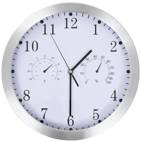 vidaXL Wanduhr, Quarz, Hygrometer, Thermometer, Weiß, Küchenuhr