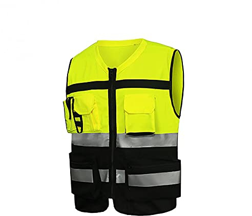 Gilet riflettenti ad alta visibilità, Ciao Viz Vis gilet, Gilet di sicurezza per appaltatore di lavoro di sicurezza riflettente a 2 bande, Gilet da lavoro all'aperto (1 confezione, giallo, XL)