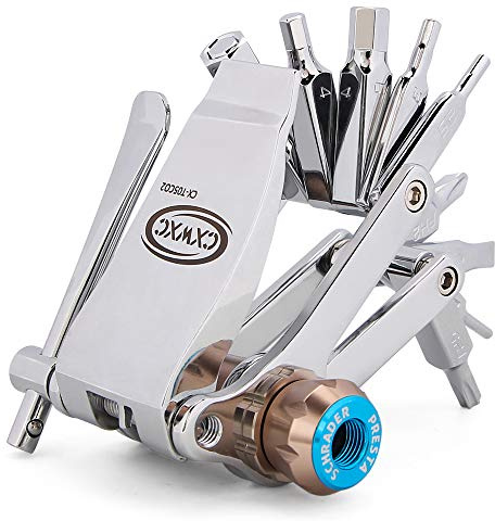 Bike Tool Mini 16 in 1 Multi-Tool - Chain Tool/Torx/Hex/Screwdriver Bicycle Multitool Kit - Cycling Mechanic Repair Tools with CO2 Inflator For Road and Mountain Bikes