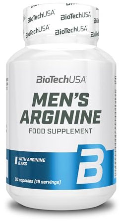 BioTechUSA Men's Arginine | Aumenta la vitalità | con ingredienti vegetali | Vitamine | Zinco | Ideale per il benessere maschile | 90 Capsule
