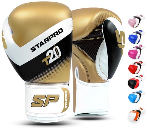 Starpro Guantoni da Boxe in Pelle Premium PU per Donna e Uomo. Guanti Allenamento Pugilato, Sparing, Muay Thai, Kickboxing, Allenamento Sacco Box - Vari Colori - 8oz 10oz 12oz 14oz 16oz