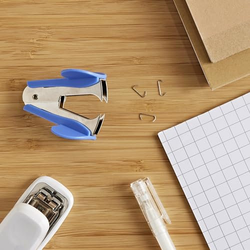 D.RECT Entklammerer Enthefter Aus Metall Mit Niederhalter | Heftklammerentferner für Den Täglichen Gebrauch Im Büro Und Zu Hause | Ergonomische Form Blau, Klein