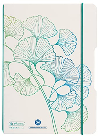 Herlitz 50033676 Notizheft flex A5, 40 Blatt, punktiert, Motiv: GREENline Ginkgo, 1 Stück