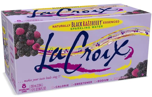 La Croix Agua espumosa con sabor | Frambuesa negra | Sabor verano 2021, naturalmente esenciado, latas de 12 fl oz | Paquete de 8