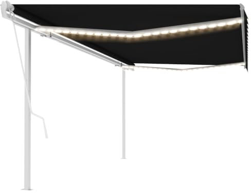 vidaXL Markise Automatisch mit LED Windsensor Gelenkarmmarkise Sonnenmarkise Balkonmarkise Sonnenschutz Sichtschutz Terrasse Garten 5x3m Anthrazit