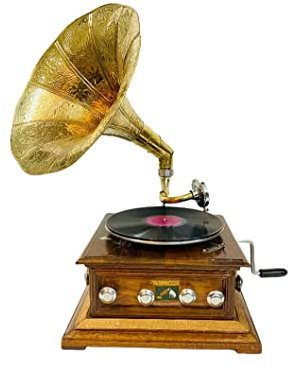 Unique BEAUTIFUL Working Gramophone Special embroidered Gramophone Player Playing Phonograph Audio Vinyl Recorder Wind up Gift