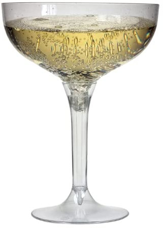 AIOS Pack of 20 Champagne Coupe Glasses Made from Recyclable BPA Free Plastic. Dishwasher Safe.