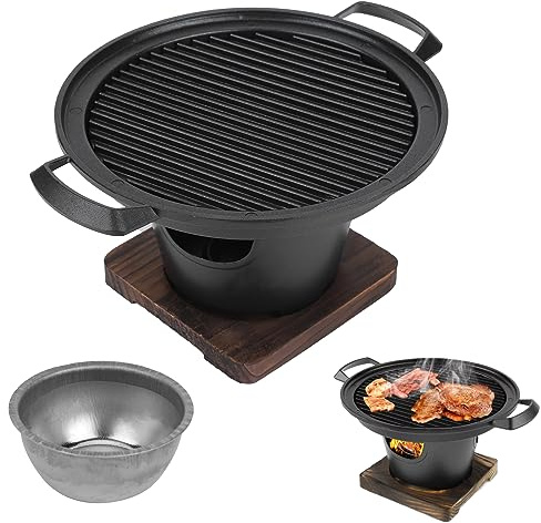 Pilipane Parrilla de carbón portátil, Mini Parrilla de Barbacoa sin Humo para el hogar, Estufa de carbón, Accesorios para Barbacoa, Parrilla de Barbacoa Coreana para el hogar, 10,2x8,3x4,9 Pulgadas