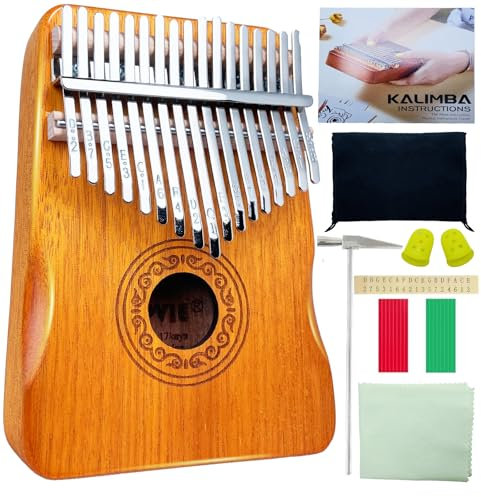 YEPVIE Kalimba 17 Schlüssel Daumenklavier Mit Lernpaket - Professionelles Mahagoni Instrument für Kinder, Erwachsene (Braun)