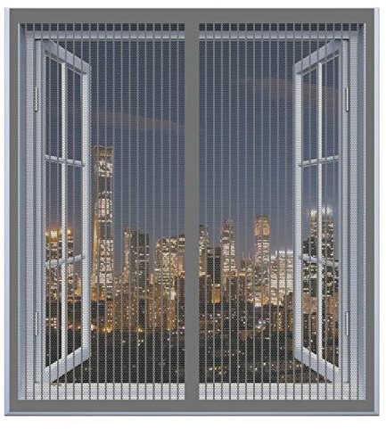 Insektenschutztür Fliegenschutz 100 x 170 cm Fliegengitter Fenster Kein Stanzen Erforderlich Easy Install Fenster-Fliegengitter Für Alle Fenster Bis, Grau